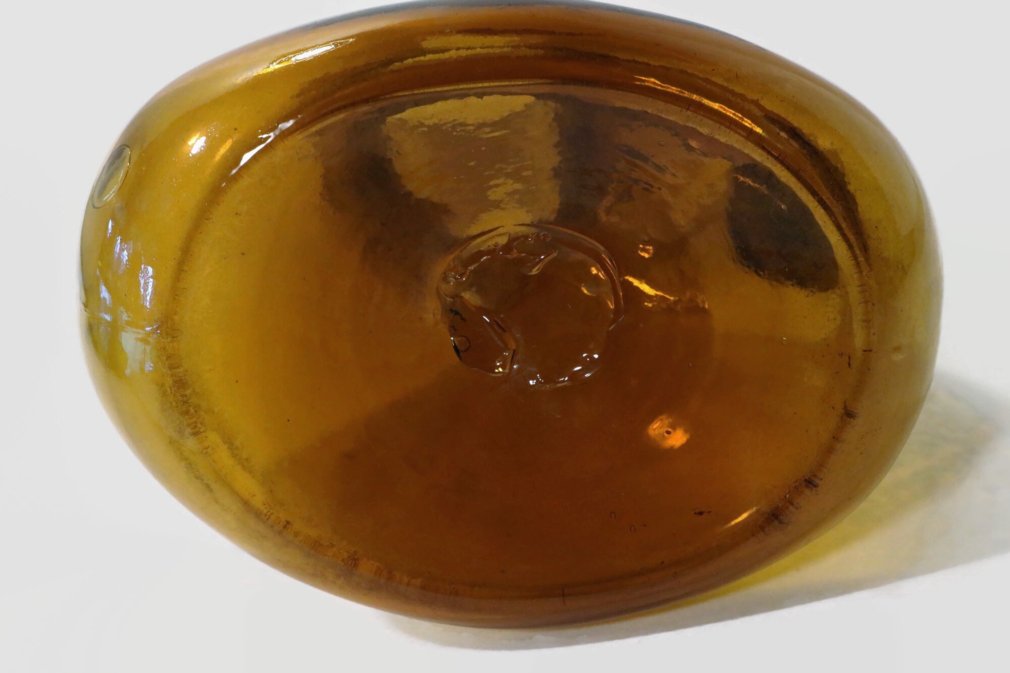 Vintage Amber Glass Jug Decanter Bottle with Handle Hand Blown
