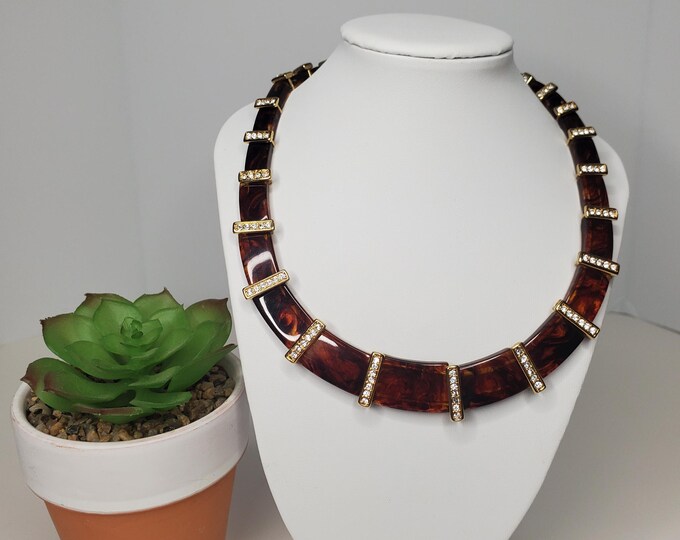 Kiam Family Graduated Panel with Rhinestones Collar Necklace In Gold-Tone Approx 15"-19" D-6-4