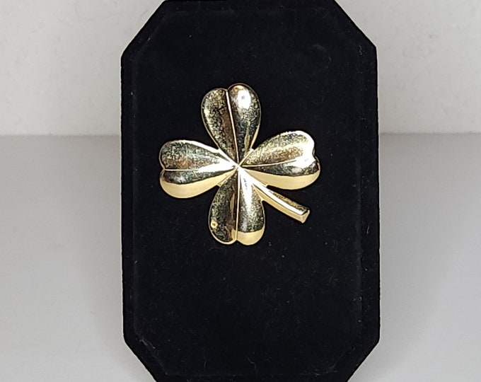 Vintage Gold Tone Four Leaf Clover Brooch Pin B-1-26