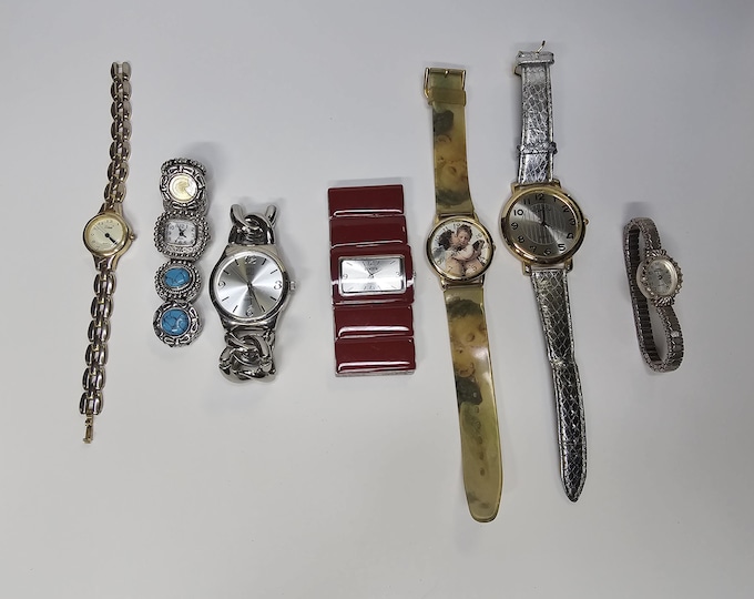 Vintage Lot of 7 Women's Watches- Untested for Repair or Parts E-1-11