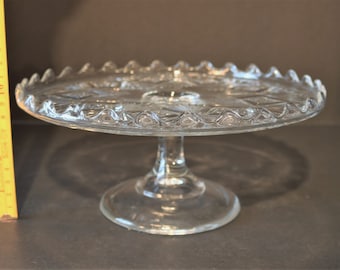 EAPG United States Glass Co. Diamond & Sunburst Nailhead Cake Stand