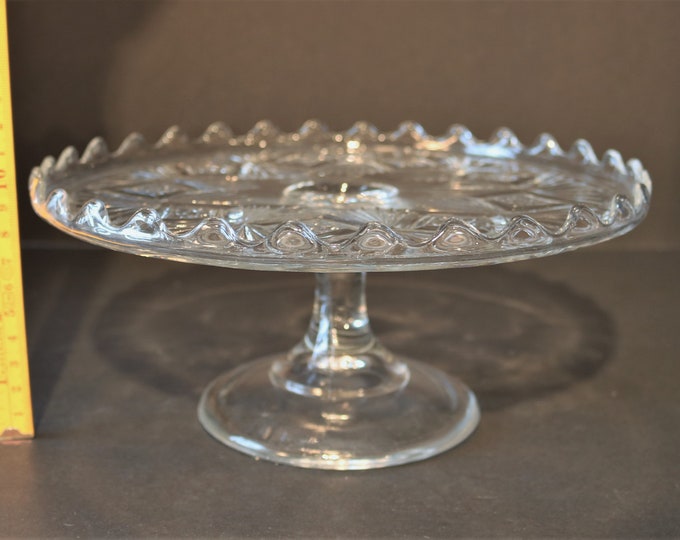 EAPG United States Glass Co. Diamond & Sunburst Nailhead Cake Stand