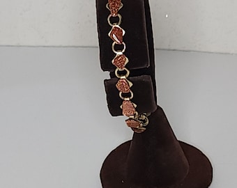 Vintage Sunstone and Gold Tone Link Bracelet C-4-40