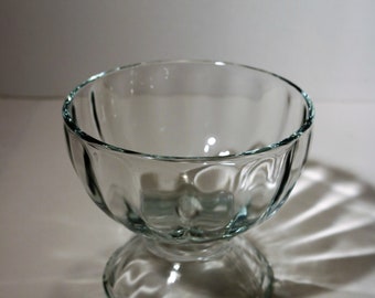 1970-80's Libbey Ribbed Optic Dessert/Candy Compote Pedestal Bowl