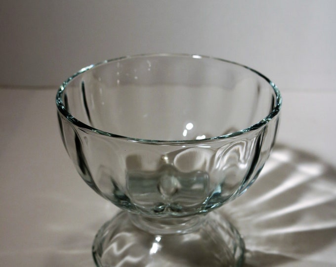 1970-80's Libbey Ribbed Optic Dessert/Candy Compote Pedestal Bowl