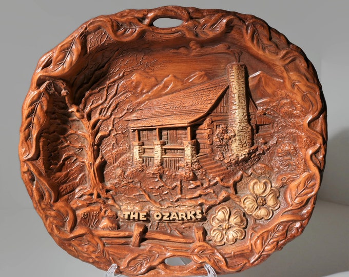 The Ozarks Souvenir Wood-look Handled Platter or Bowl Lugene's Branson, MO