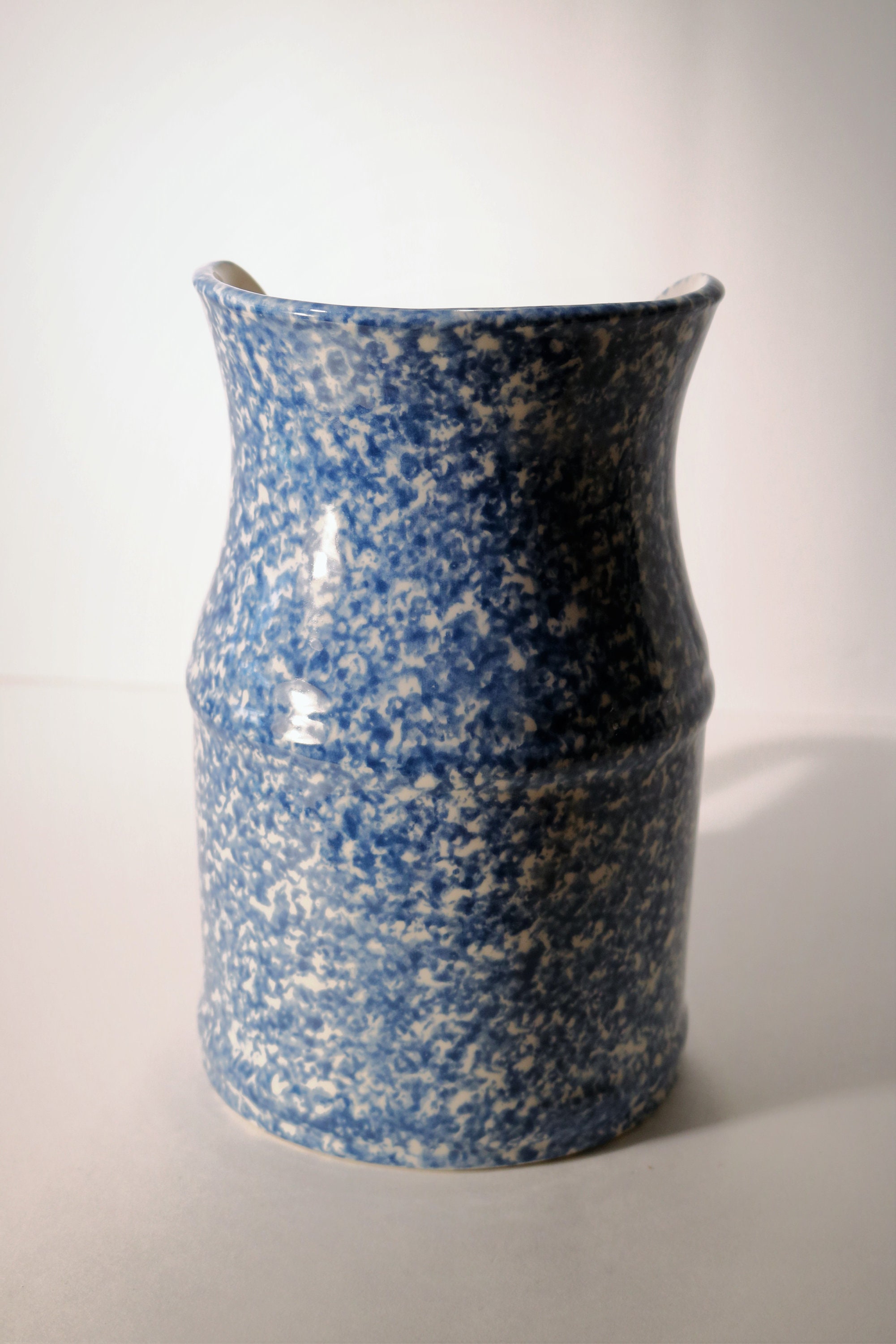 Vintage Blue Spongeware Speckled Pitcher