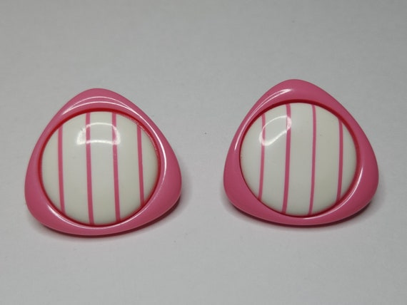 Vintage Three Pairs of Pink 1980's Style Plastic … - image 4