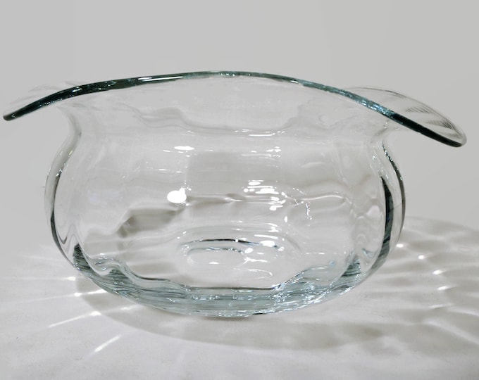 Vintage 9 1/2" Optic Panel Crystal Bowl with Wavy Ruffled Rim