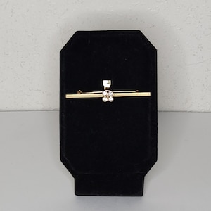 Vintage Avon Signed Gold Tone Rod with Four Clear Rhinestones Brooch Pin C-1-75
