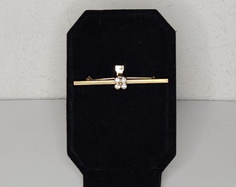 Vintage Avon Signed Gold Tone Rod with Four Clear Rhinestones Brooch Pin C-1-75