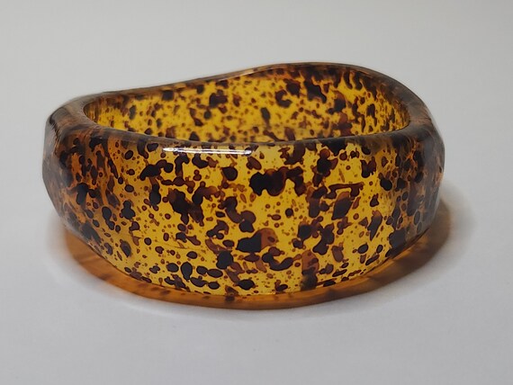 Vintage Translucent Yellow Plastic Bangle Bracele… - image 4