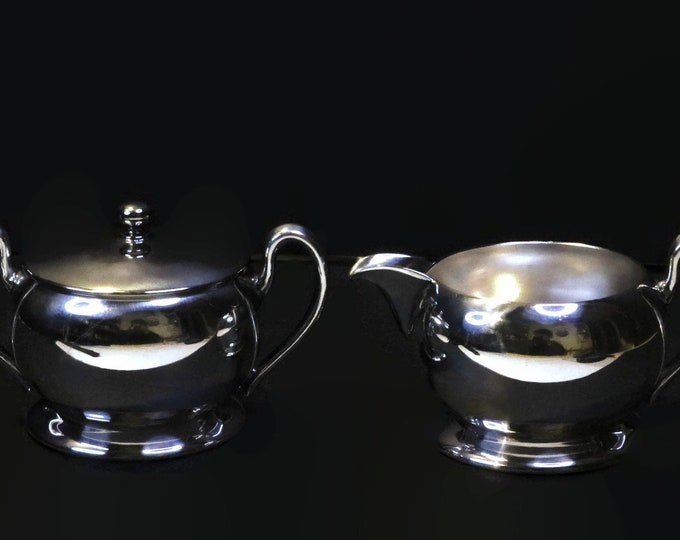 Academy Silver Co NY, NY Silver on Copper Creamer and Sugar 1951-61