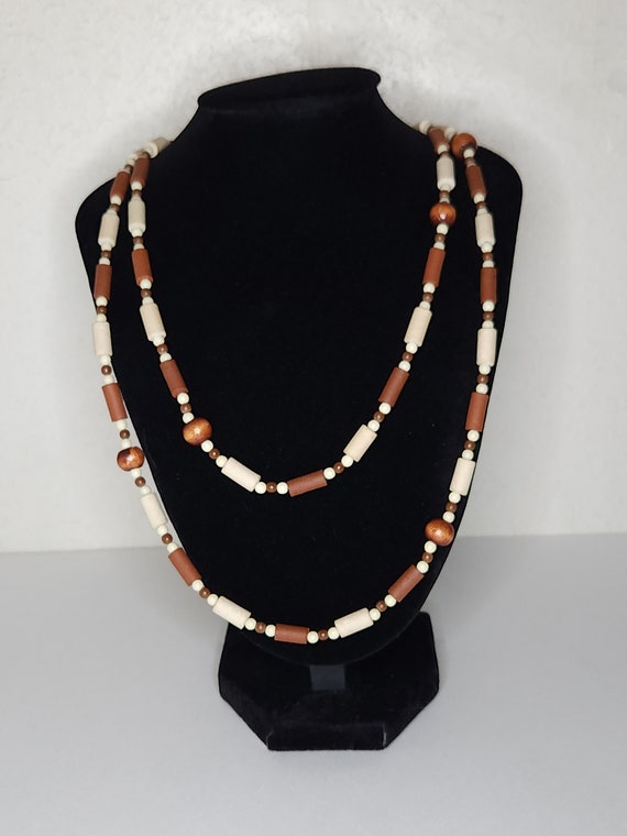 Vintage Ethnic Clay, Wood and Plastic Beaded Neck… - image 1