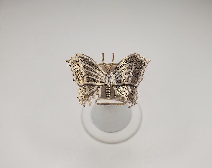 Vintage Gold-Tone Spain Damascene Butterfly Brooch/Pin D-6-19