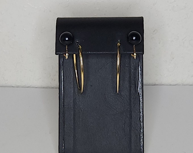 Vintage Gold Tone Oval Hoop Earrings and Gold Tone and Black Round Bead Clip-On Earrings C-8-40
