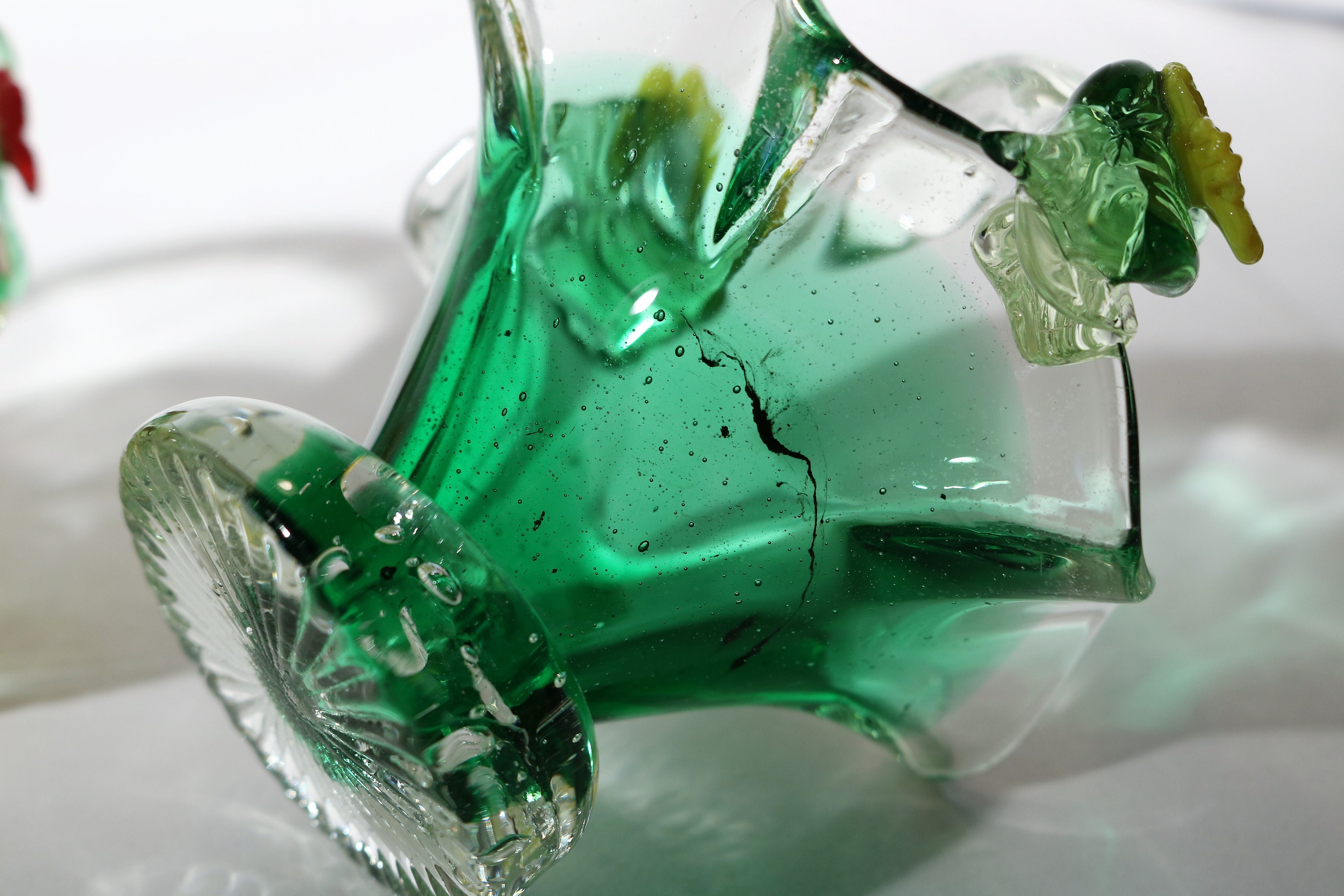 Vintage Murano Mini Glass Baskets with Applied Flowers Set of 4