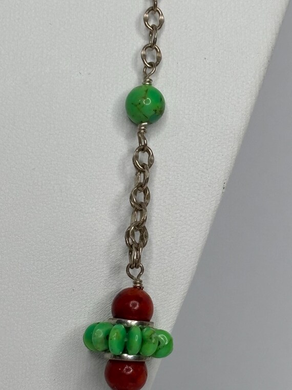 Barse Vintage Sterling Barse Necklace with Stationed Green … - Gem