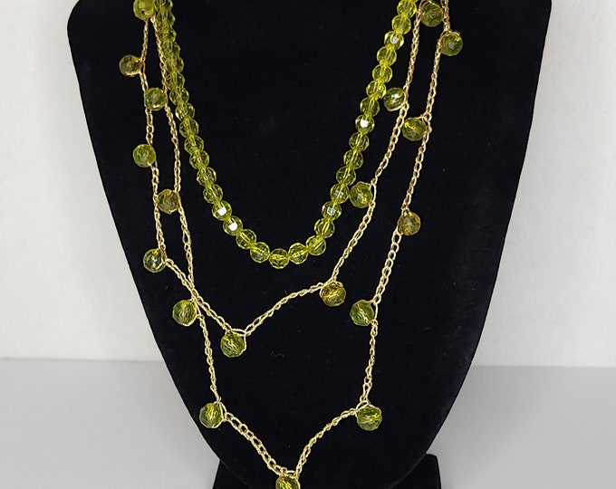 Vintage Chartreuse Plastic Beaded Necklaces B-1-70