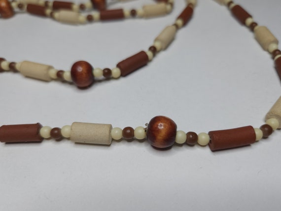 Vintage Ethnic Clay, Wood and Plastic Beaded Neck… - image 4