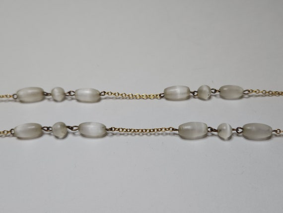 Vintage Clear Moonglow Glass Beads and Gold Tone … - image 5