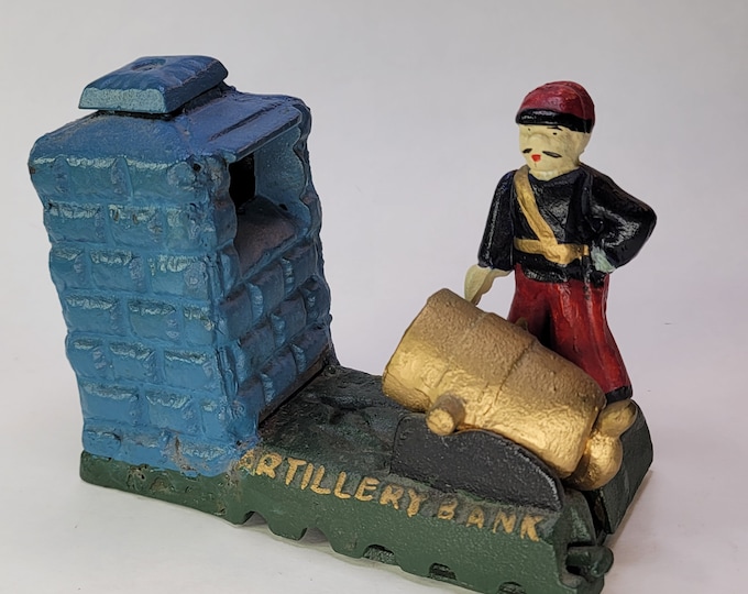 Vintage Reproduction Artillery Soldier Cannon Bank