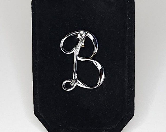 Vintage Sarah Coventry Signed Silver Tone B Initial Brooch Pin  A-6-59