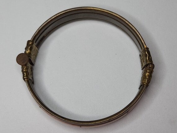 Vintage Brass and Dyed Bone Hinged Cuff Bracelet … - image 3