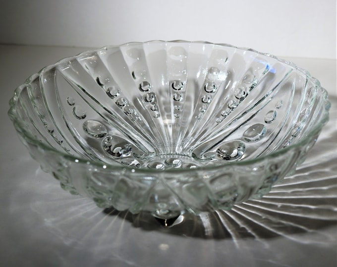 Vintage Anchor Hocking 8 3/4" Clear Burple Bubble Serving Bowl