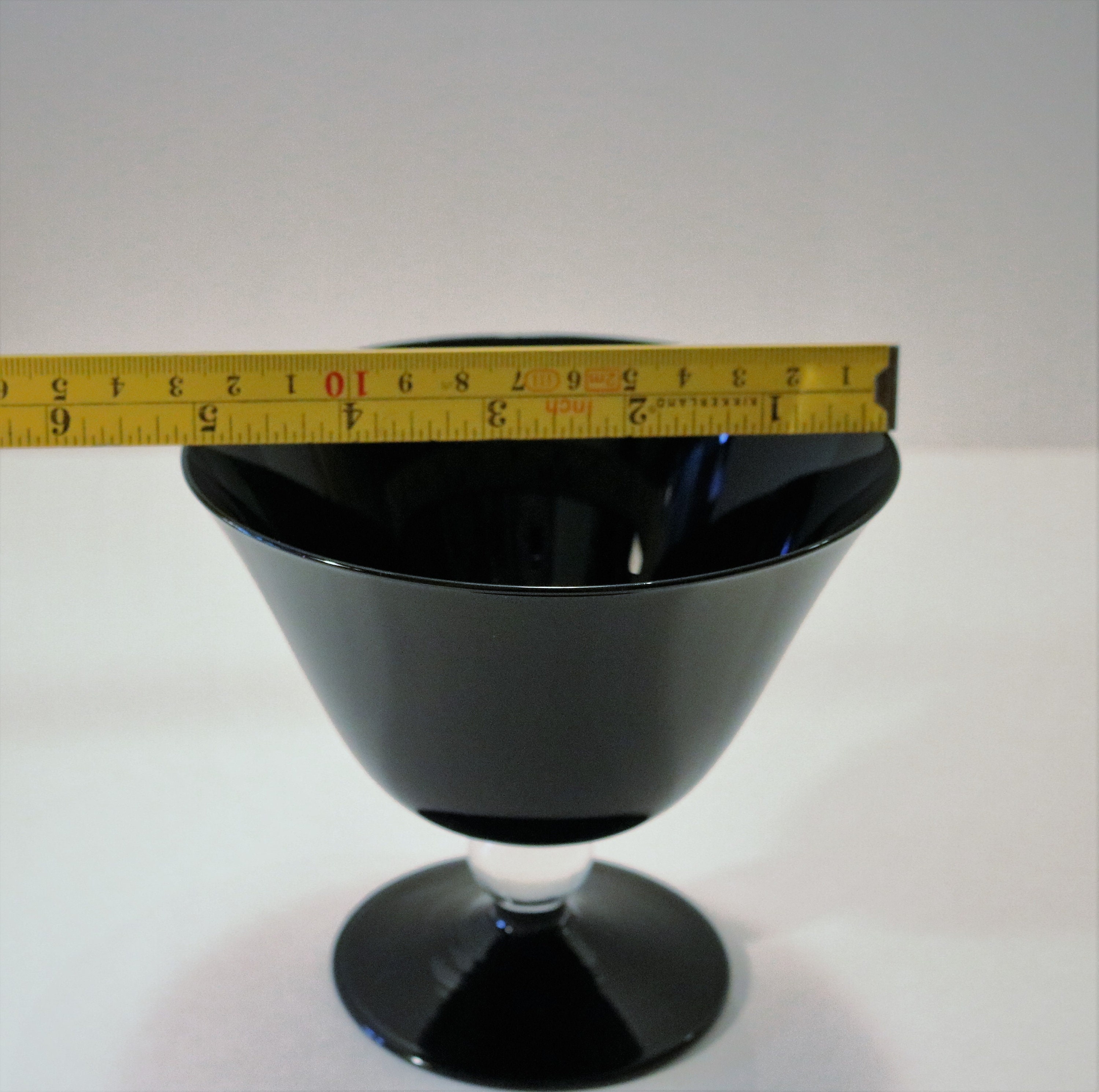 Vintage Black Amethyst Glass Jelly Compote with Clear Ball Stem