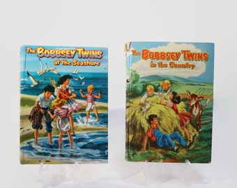 1953 & 54 Bobbsey Twins 'At the Seashore' and 'In the Country' Hard Cover Books
