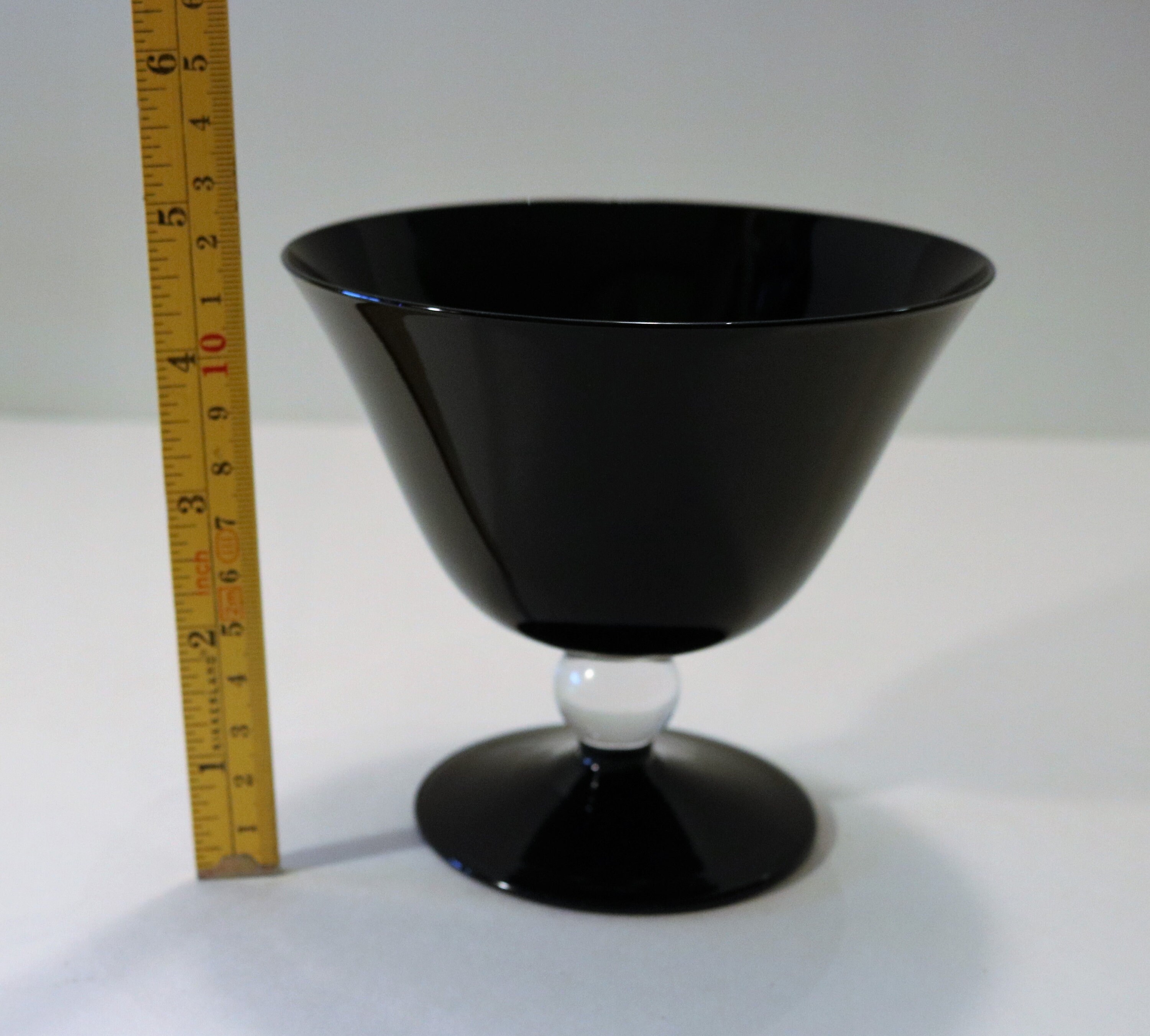 Vintage Black Amethyst Glass Jelly Compote with Clear Ball Stem