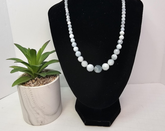 Jay King | DTR | Desert Rose Trading Aquamarine Graduated Faceted Bead Sterling 18-21" Necklace Signed D-5-3