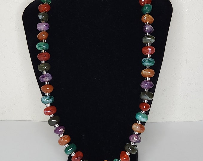 Vintage Avon Signed Multicolor Acrylic Faux Stone Necklace C-3-34