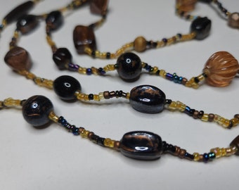 Collier Vintage En Perles Noires De Rocaille - Réf Bj 02824, Occasion Très Bon état