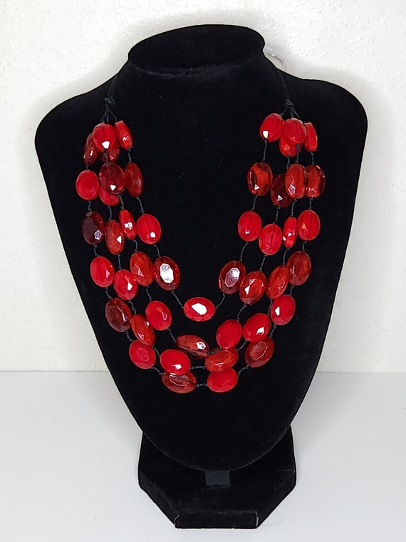 Vintage C 1946 Marked Four Strand Red Opaque Glass and Translucent