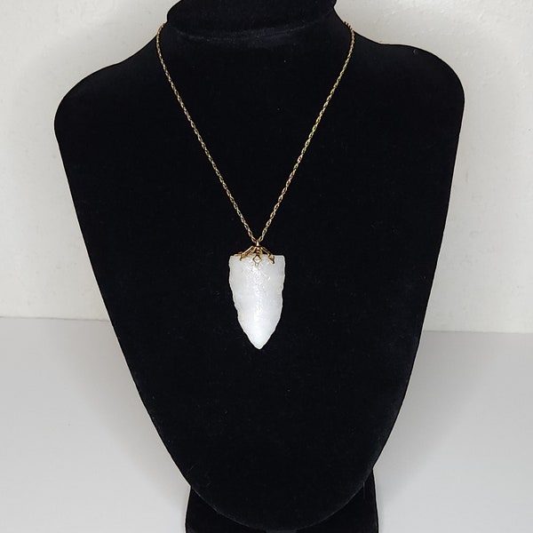 Vintage Quartz Arrowhead on 1/20 12K Gold Filled Chain 20 Inch A-6-12