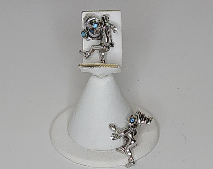 Vintage Silver Tone and Blue "Catch" Elf Scatter Pins C-2-73