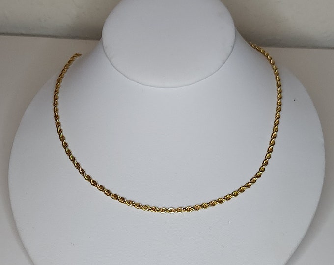 Vintage Ambassador Marked Gold Tone Rope Chain Necklace 18 Inch A-1-44