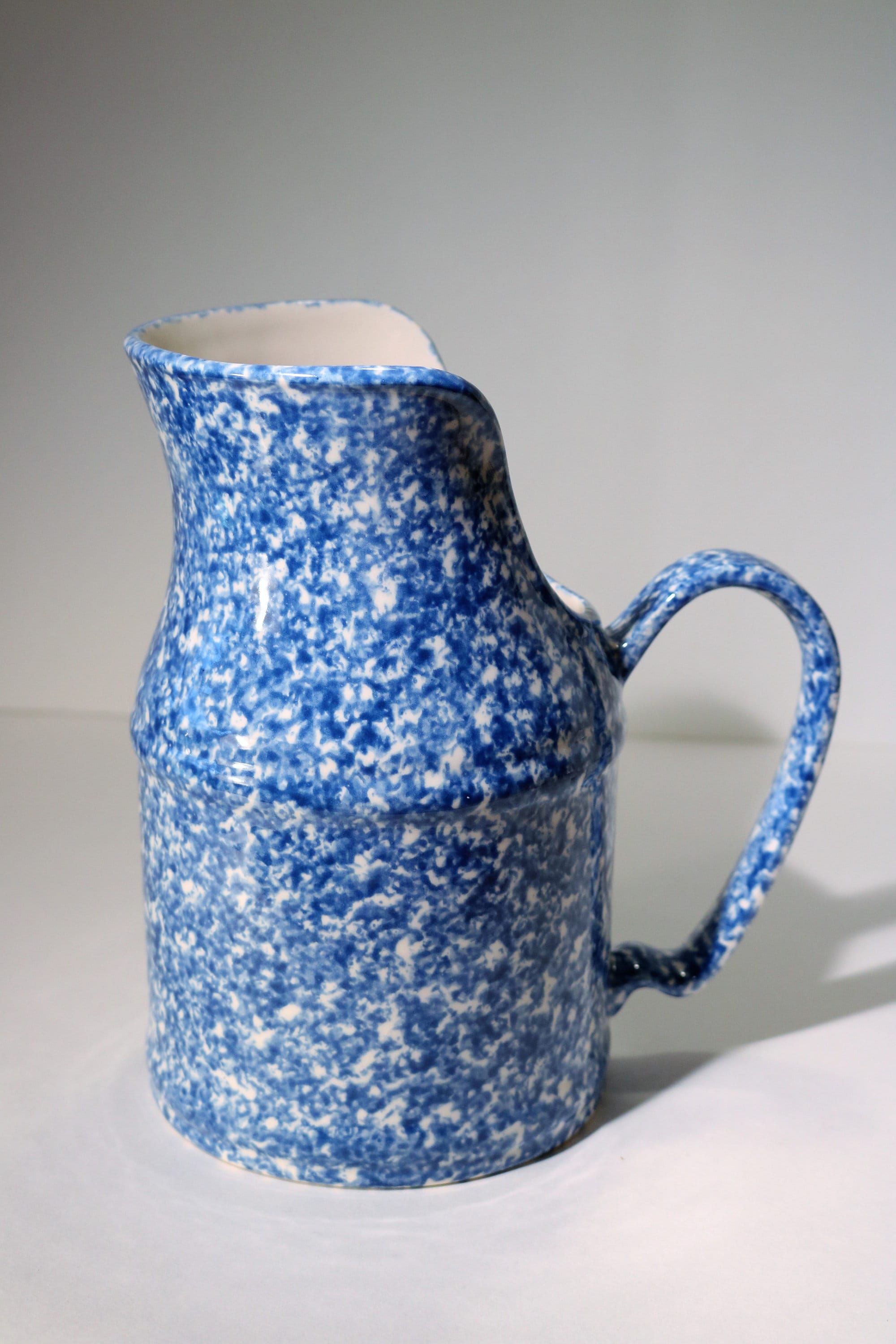 Vintage Blue Spongeware Speckled Pitcher