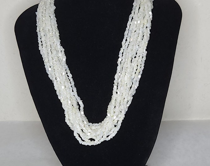 Vintage Made in Italy Marked Shell Bead Multistrand Torsade Necklace B-8-75