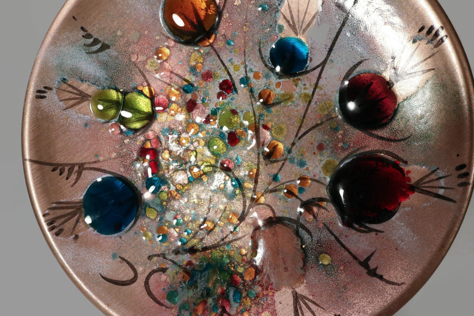 Mid Century 10 California Cloisonne by Landau Copper and Enamel Art Plate