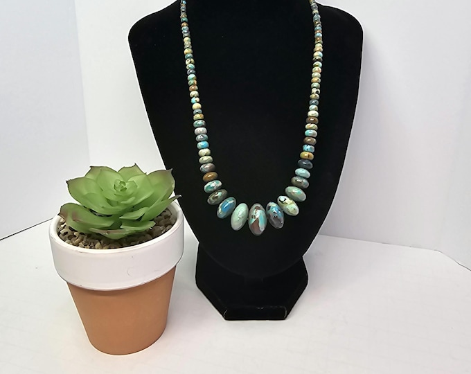 Jay King | DTR | Desert Rose Azure Peaks Turquoise Graduated Bead Sterling 18-21" Necklace Signed D-5-9