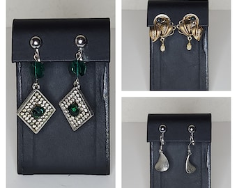 Vintage Set of Three Pairs of Earrings Two Clip-On and One Post Back A-6-48