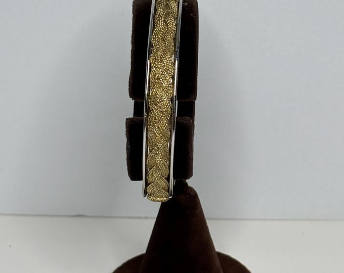 Two Tone Silver Tone with Gold Tone Braid Channel Set Clamper Size 6 1/2” D-8-34