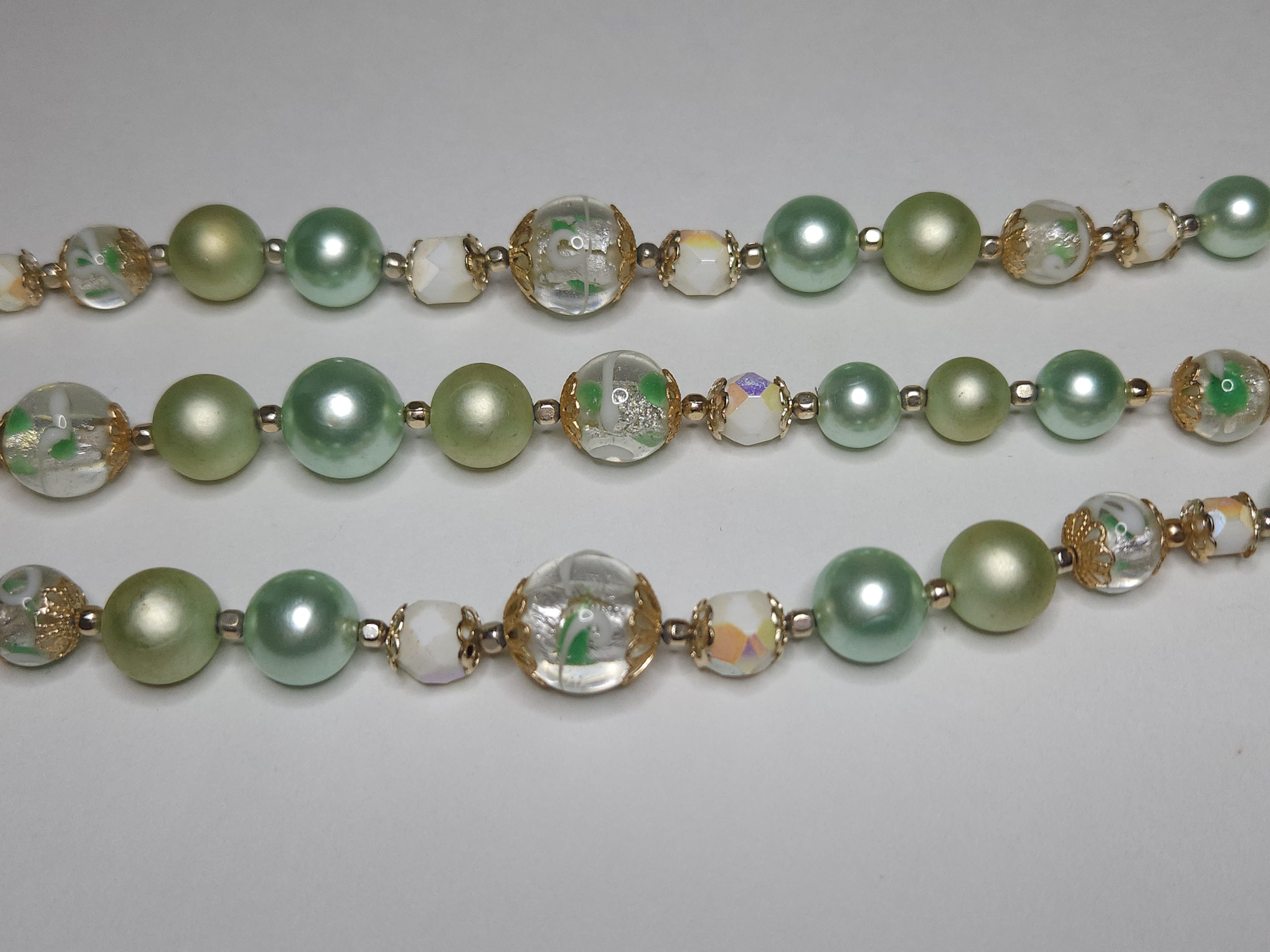 SIGNED JAPAN Four Strand GREEN Faux Pearl Necklace Made in - Etsy | Faux pearl  necklace, Hook necklace, Faux pearl