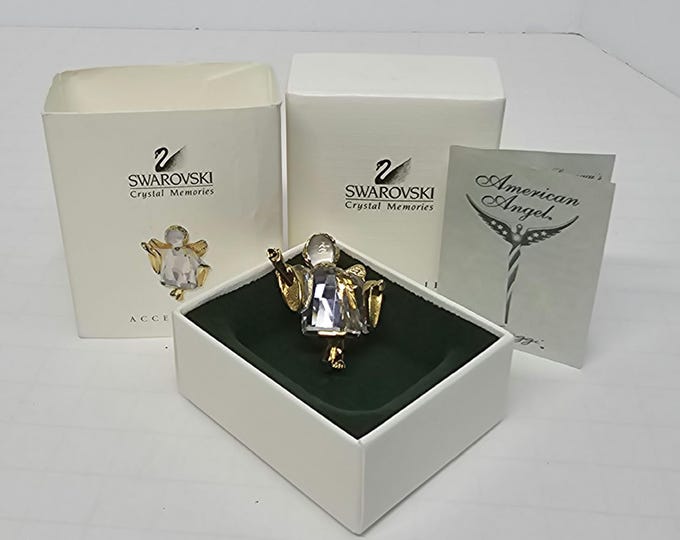 Swarovski Steven Lavaggi American Angel Crystal Brooch Pin Gold Tone D-5-18