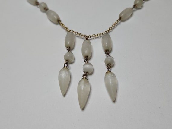 Vintage Clear Moonglow Glass Beads and Gold Tone … - image 4