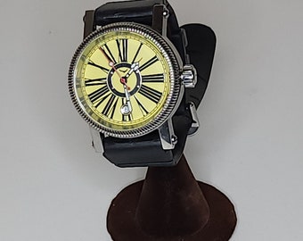 Vintage Aqua Swiss Metro Men's Watch Silver Tone and Black A-9-20