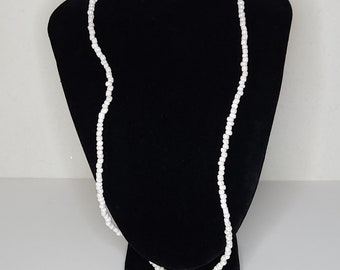 Vintage Opaque Cream Luster Seed Bead Necklace 25 Inch A-7-58
